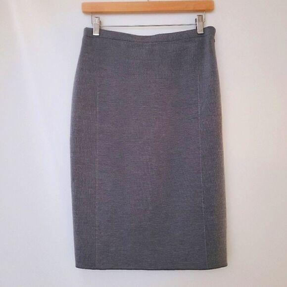 NWOT Oleana Silk & Merino Wool Knit Grey Pencil Skirt – M - Picture 4 of 11
